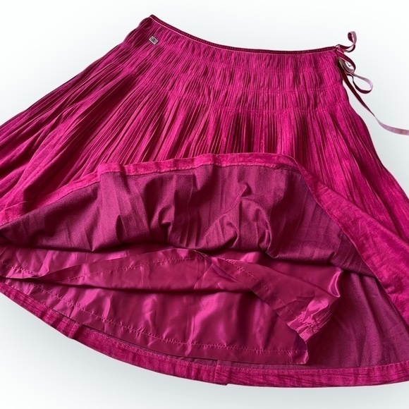 Lulu Castagnette Pleated Faux Suede Midi Skirt Pink Berry Size 12 NWT - Picture 7 of 16